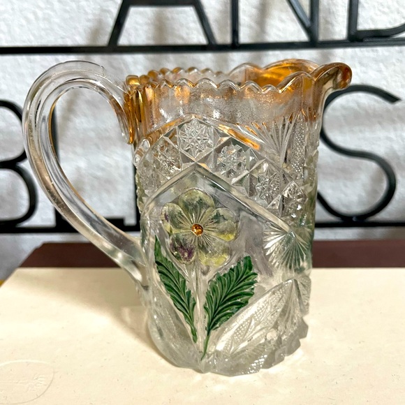 Indiana Glass Flower Medallion Flashed Gold vase - Picture 1 of 10